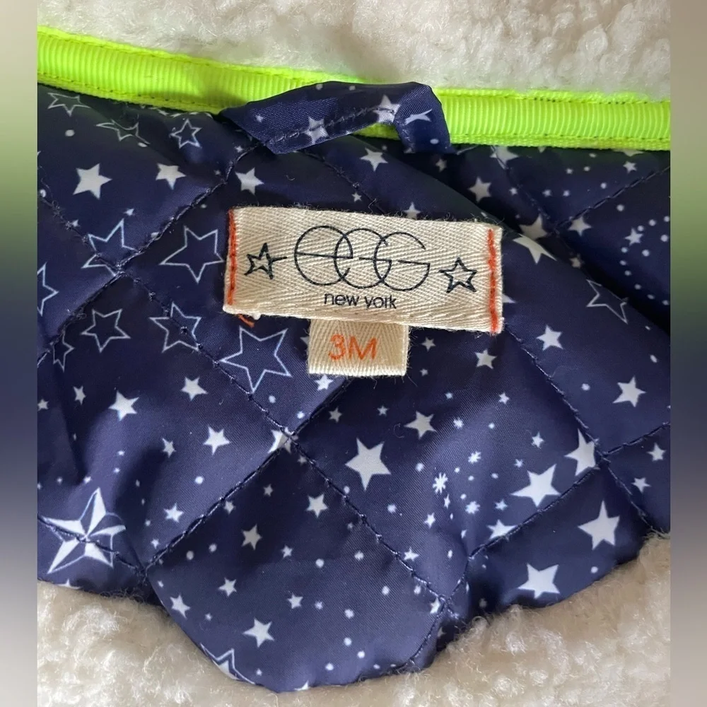 EGG New York fur lined Stars & Moons Zip Up Snowsuit Sz 3M​​​​